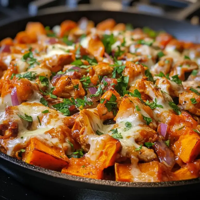 Perfekte BBQ Hähnchen Süßkartoffel Pfanne in 30 Minuten