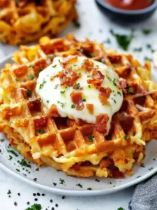 Ultimate Bacon und Käse beladene Hashbrown Waffeln für dein Brunch