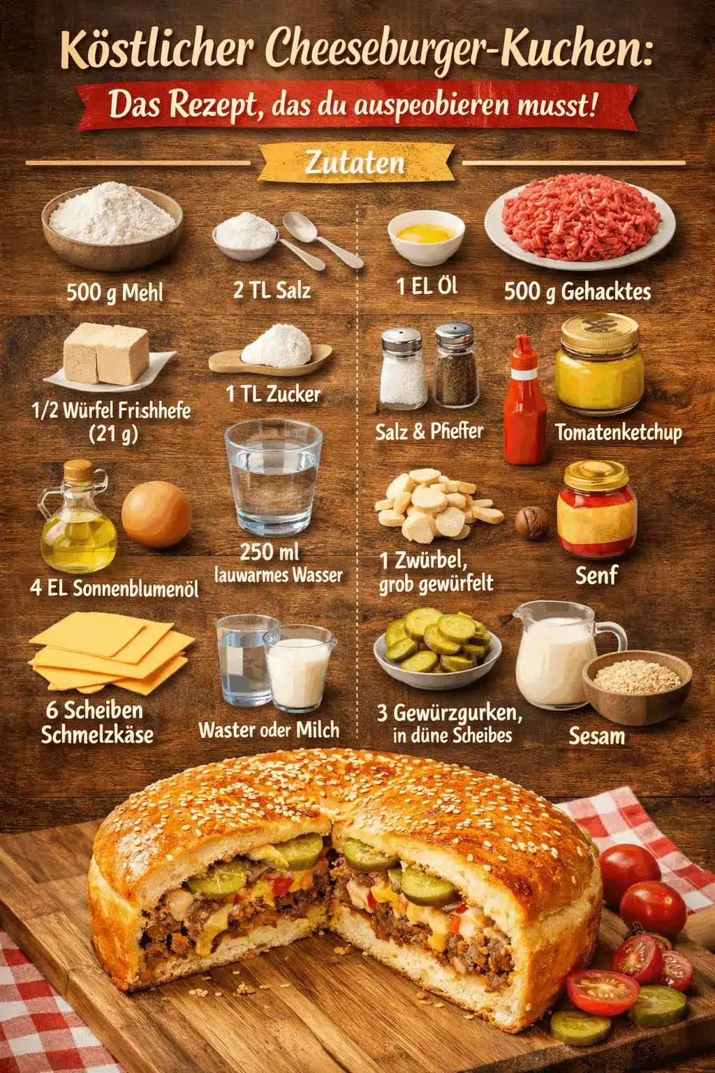 Cheeseburger Kuchen Rezept