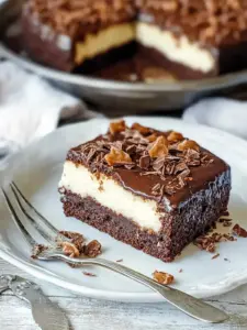 Köstlicher Deutscher Schokoladen-Blattkuchen mit Kokos-Pekannüssen