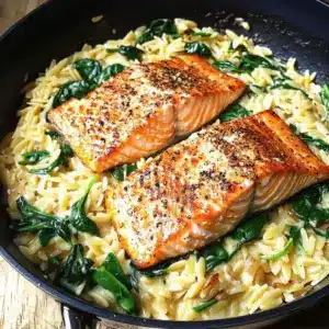 Ein-Pfannen-Lachs mit Zitronen-Orzo: Das perfekte schnelle Dinner