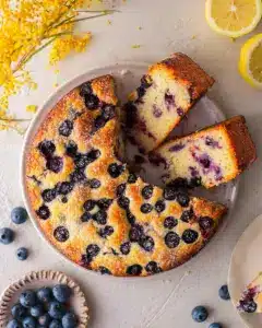 Einfacher veganer Zitronen Blaubeerkuchen