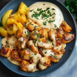 Einfaches Hähnchen Gyros in cremiger Schmand Soße