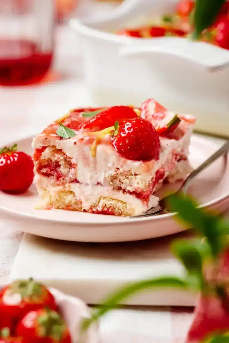 Erdbeer-Tiramisu mit Mascarpone & Quark (ohne Ei) 🍓