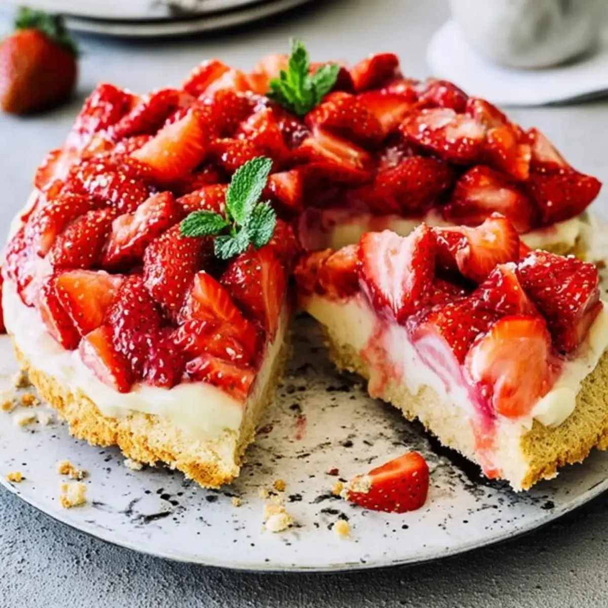 Erdbeerkuchen mit Biskuit