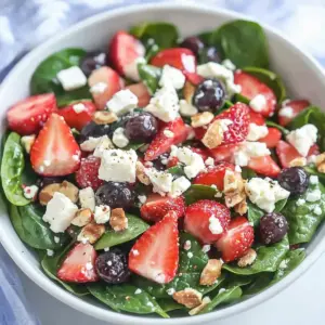 Juicy Strawberry Spinach Salad with Feta