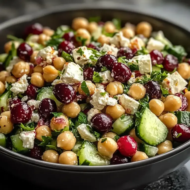 Einfacher Feta Cranberry Kichererbsensalat mit köstlicher Zitronenvinaigrette