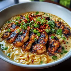 Feurige Hähnchenramen mit cremiger Knoblauchsauce – Einfaches Rezept