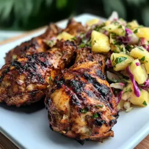 Gegrilltes Jerk-Hühnchen mit Ananas-Slaw