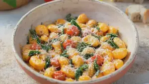 Einfache Gnocchi Pfanne mit Spinat und Tomaten