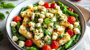 Grüner Spargel Salat mit Tomaten Mozzarella einfach zubereiten