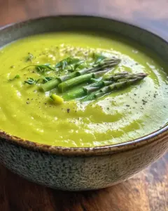 Grüne Spargelcremesuppe mit Kartoffeln