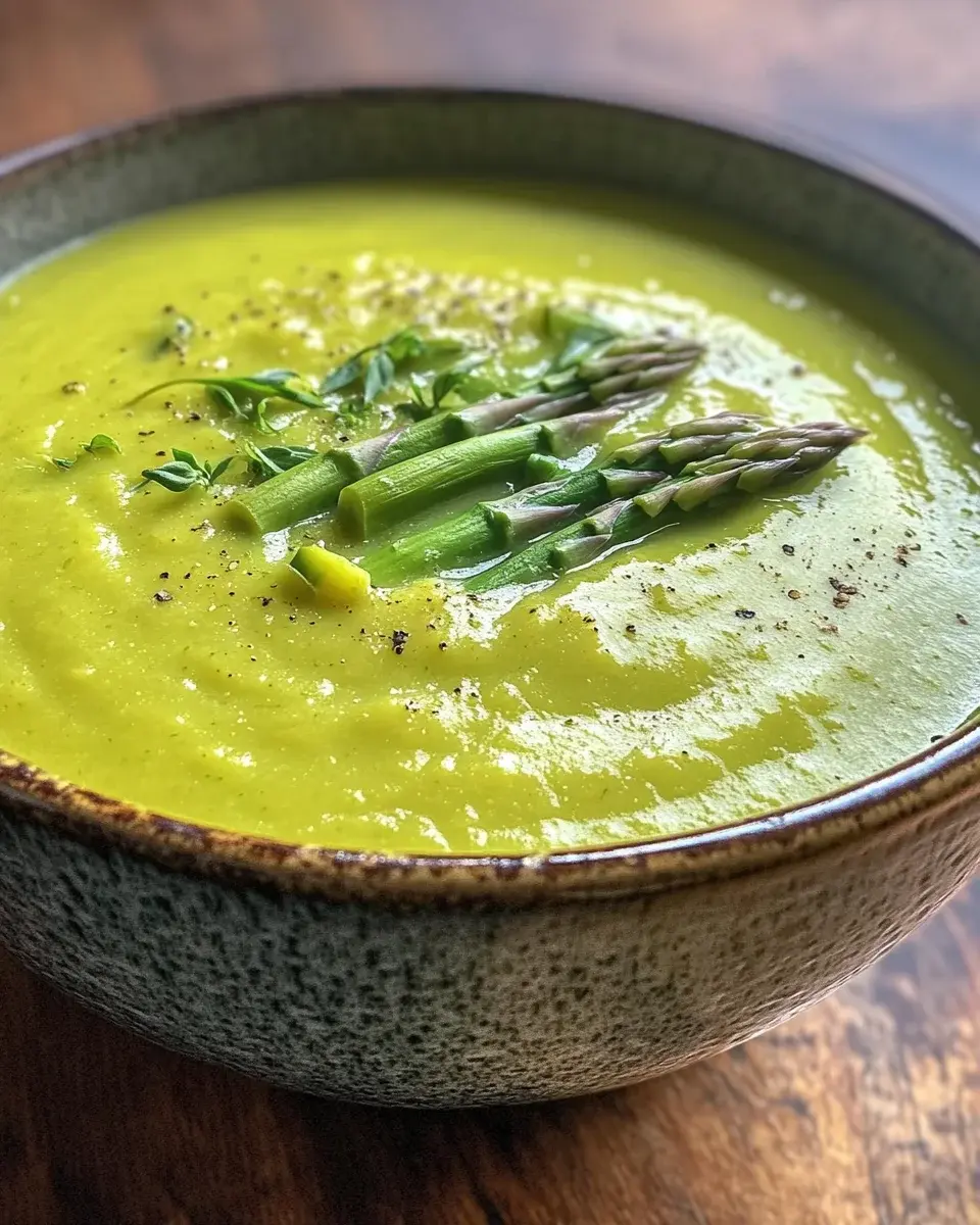 Grüne Spargelcremesuppe mit Kartoffeln
