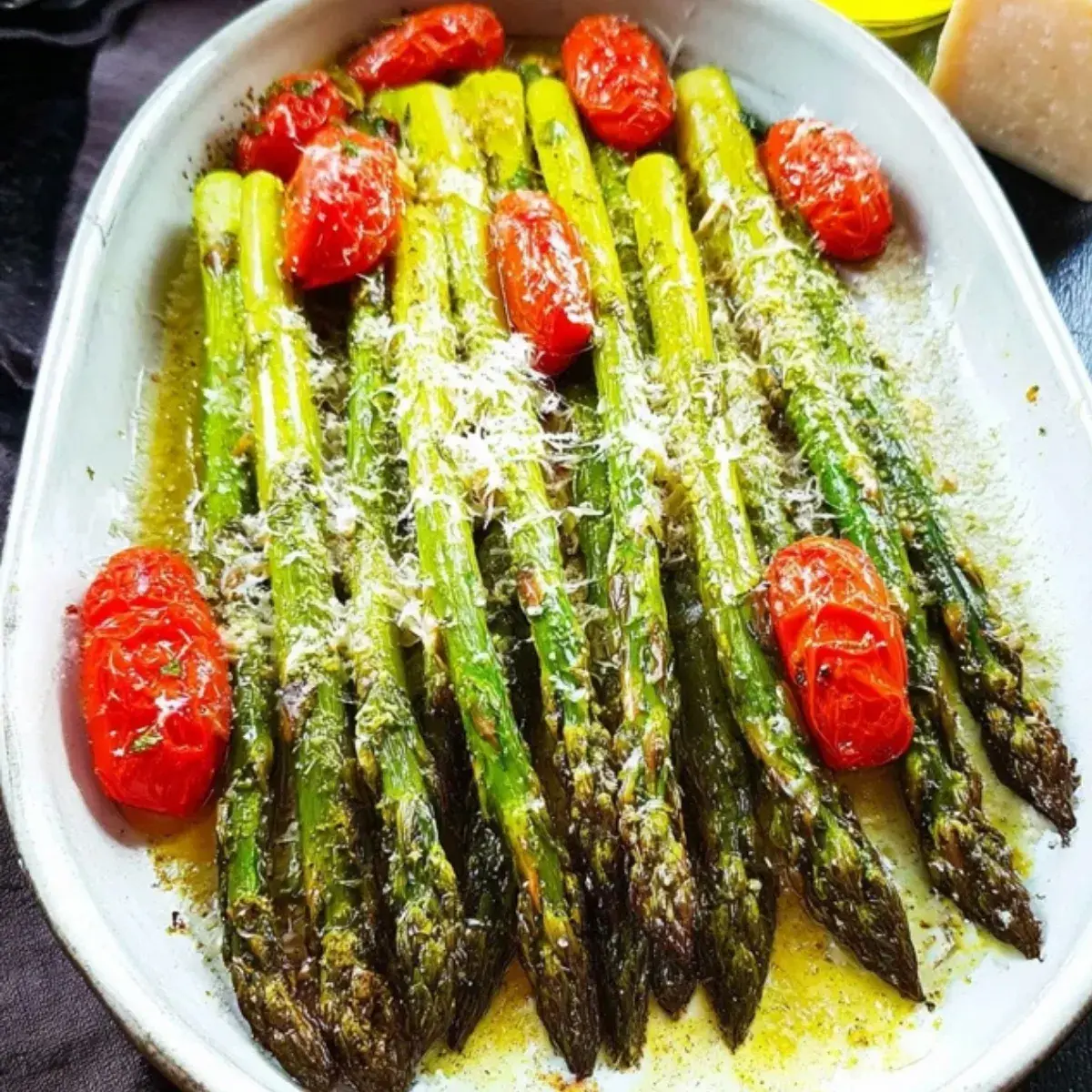 Grüner Spargel aus dem Ofen mit Parmesan