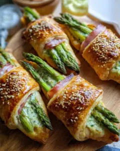 Herzhafte Blätterteigtaschen mit Spargel und Schinken