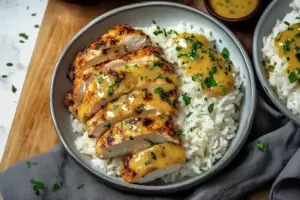 Honig Senf Hähnchen mit Reis – Einfach, schnell und super lecker