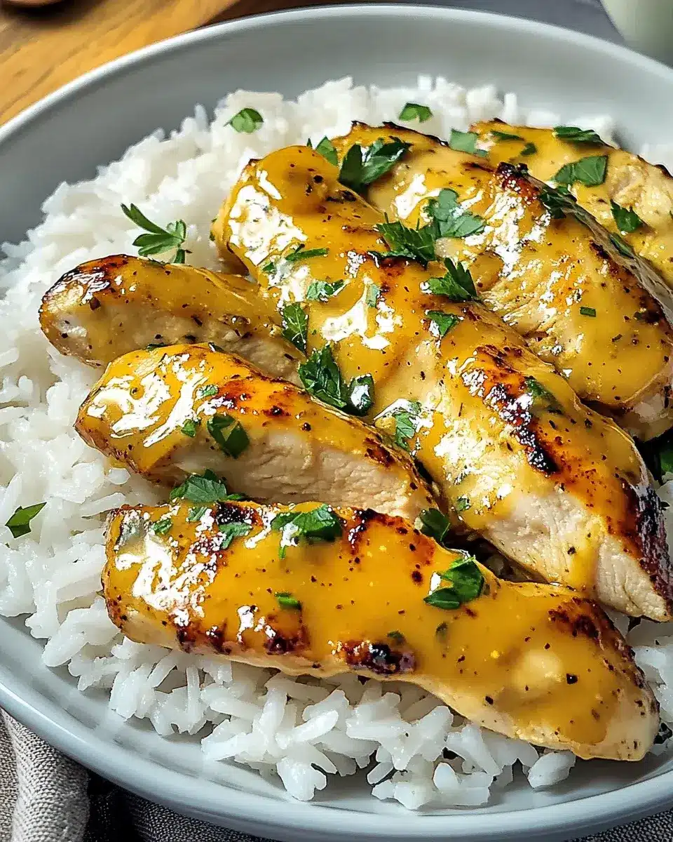 Honig Senf Hähnchen mit Reis