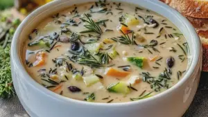 Hähnchen Brokkoli Wildreis Suppe für kalte Tage