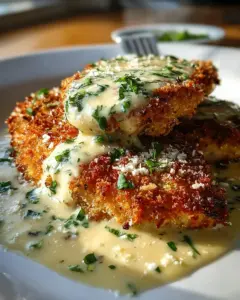 Hähnchen mit Parmesan Kruste Cremiger Knoblauchsoße