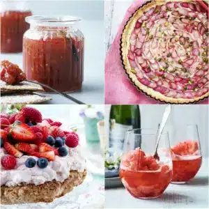 Mandel-Baiser-Torte mit Rhabarber-Schaum