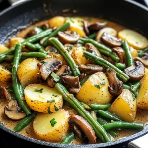 Herzhafte Kartoffel-Pilz-Pfanne mit Bohnen