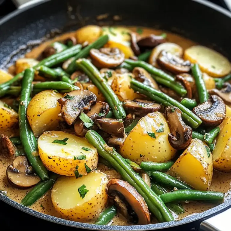 Köstliche und einfache Kartoffel-Pilz-Pfanne mit Bohnen