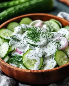 Klassischer Gurkensalat mit cremigem Dressing