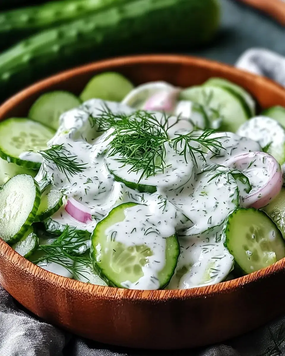Klassischer Gurkensalat mit cremigem Dressing