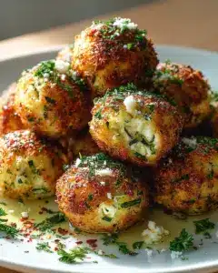 Knusprige Zucchini Feta Bällchen