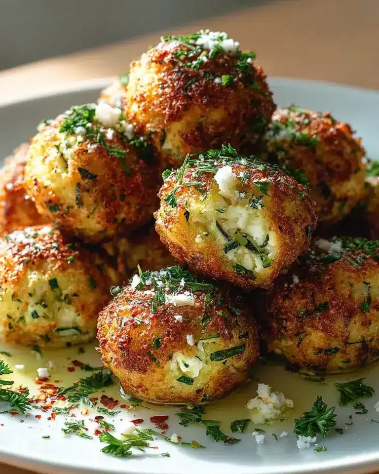 Knusprige Zucchini Feta Bällchen