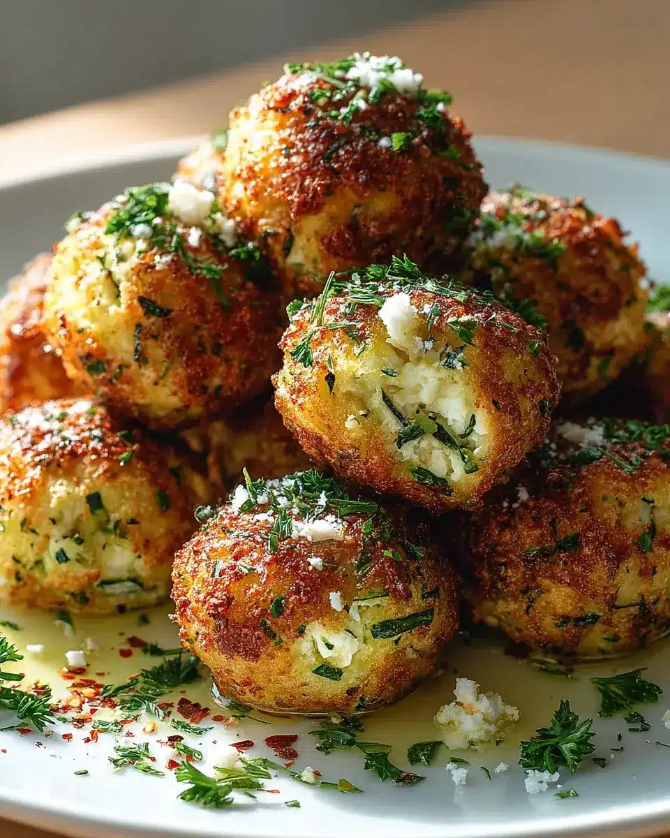 Knusprige Zucchini Feta Bällchen