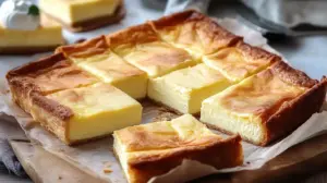 Käsekuchen mit Blätterteig vom Blech