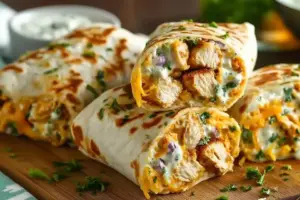 Käsige Knoblauch Hähnchen Wraps