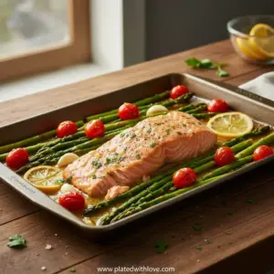 Sheet Pan Lachs mit Zitronen-Knoblauch-Butter