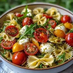 Mediterraner Nudelsalat mit Pesto