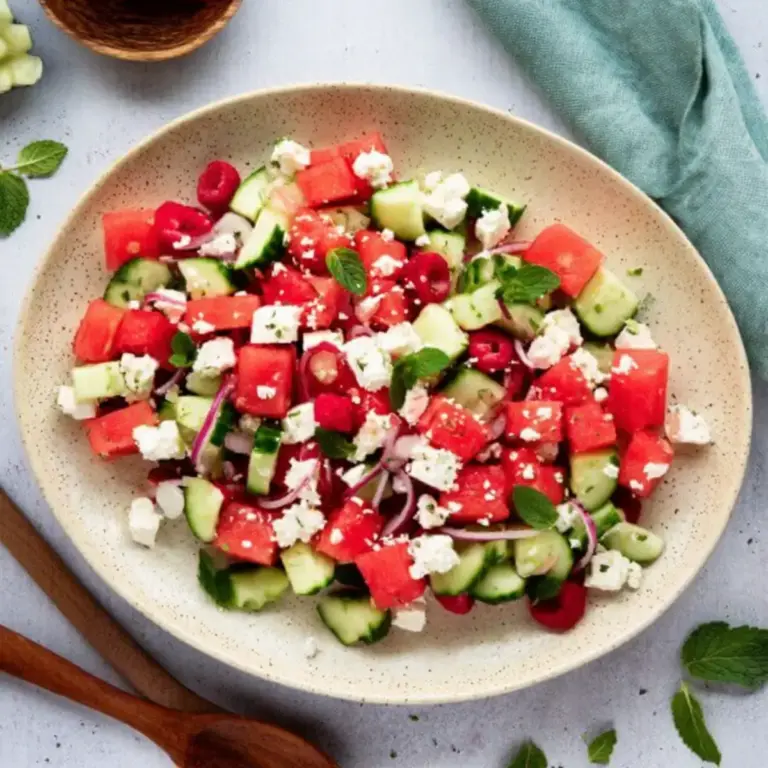 Melonen Gurken Salat mit Feta – Leichtes Sommerrezept mit frischem Twist – Noras Kreationen