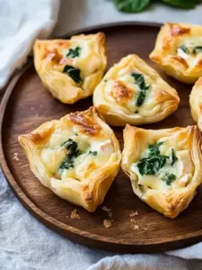Magische Mini Partyhäppchen mit Käse, Schinken und Spinat