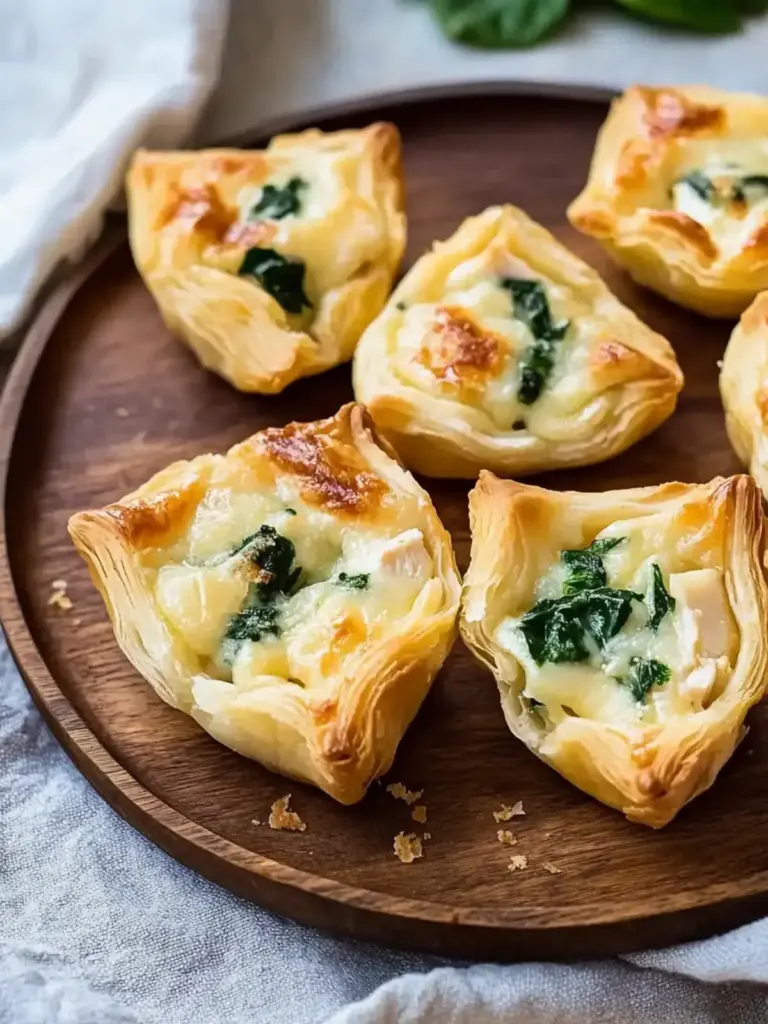 Magische Mini Partyhäppchen mit Käse, Schinken und Spinat