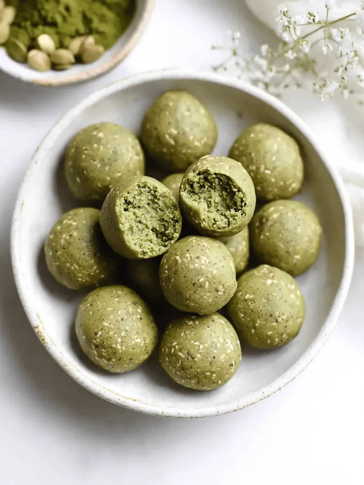 No Bake Matcha Cookie Dough Protein Bites