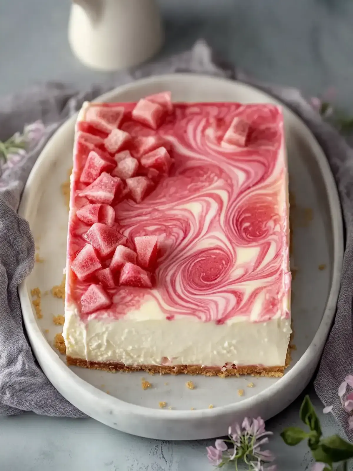 No Bake Rhabarberkuchen ohne Backen