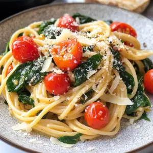 Schnelle Pasta mit Tomaten und Spinat