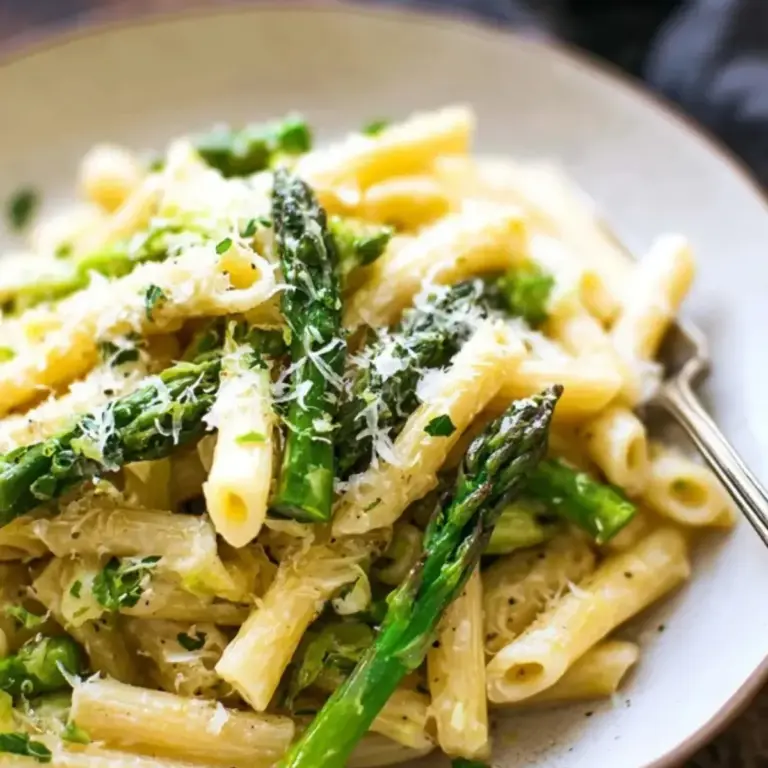 Pasta mit grünem Spargel und Parmesan