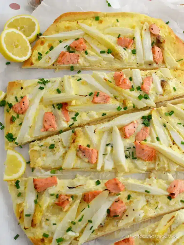 Pizza mit Spargel, Lachs und Hollandaise – Stilettos & Sprouts