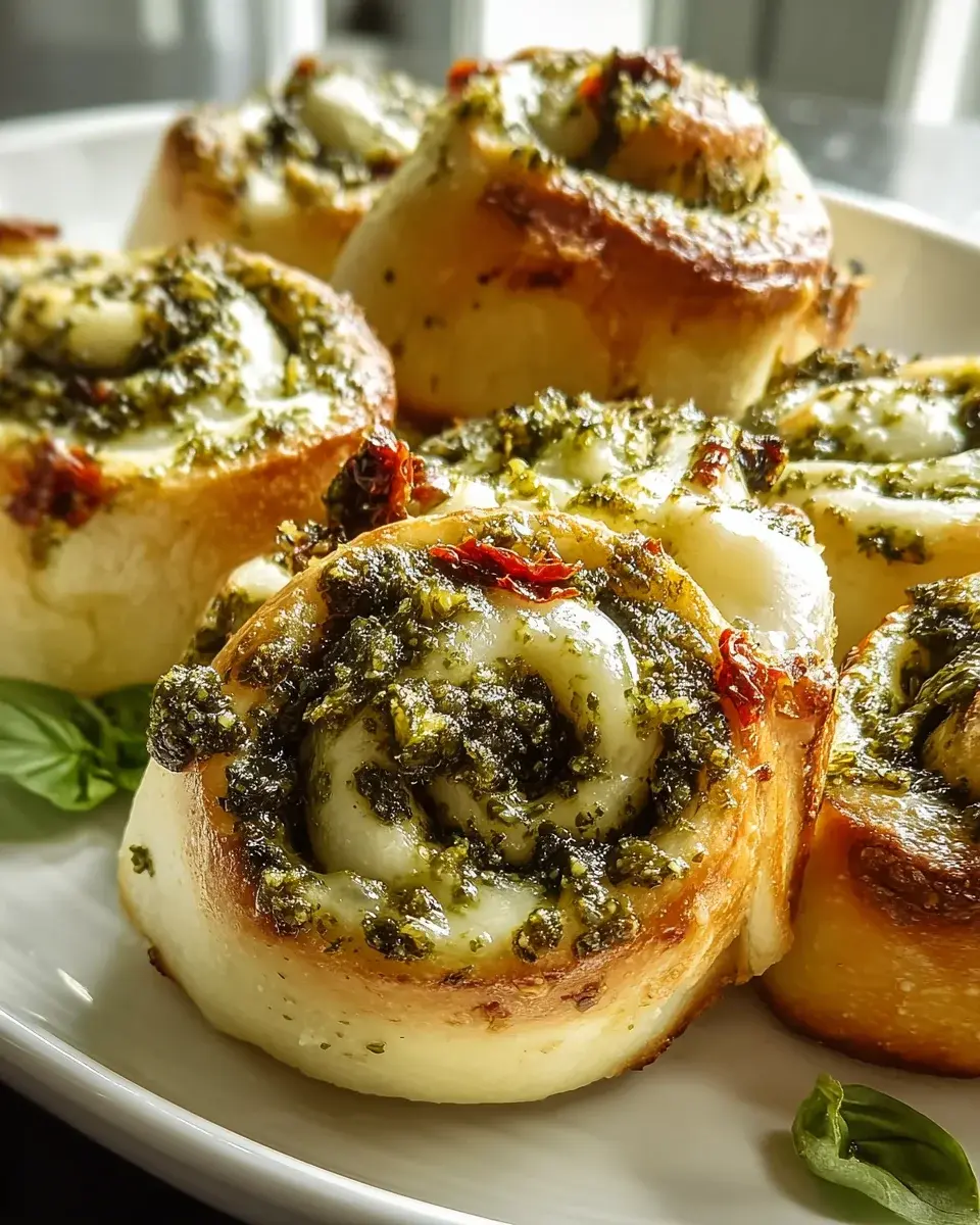 Pizzaschnecken mit Pesto und Mozzarella