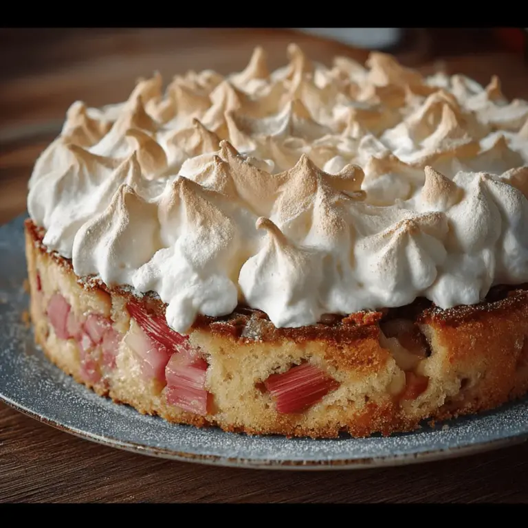 Rhabarber Baiser Kuchen – Fruchtig-süßer Frühlingstraum mit himmlischem Topping