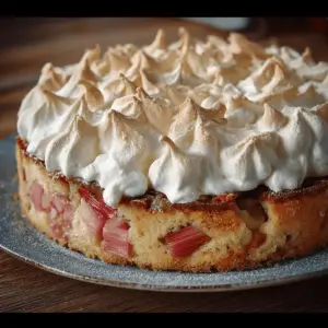 Rhabarber Baiser Kuchen – Fruchtig-süßer Frühlingstraum mit himmlischem Topping