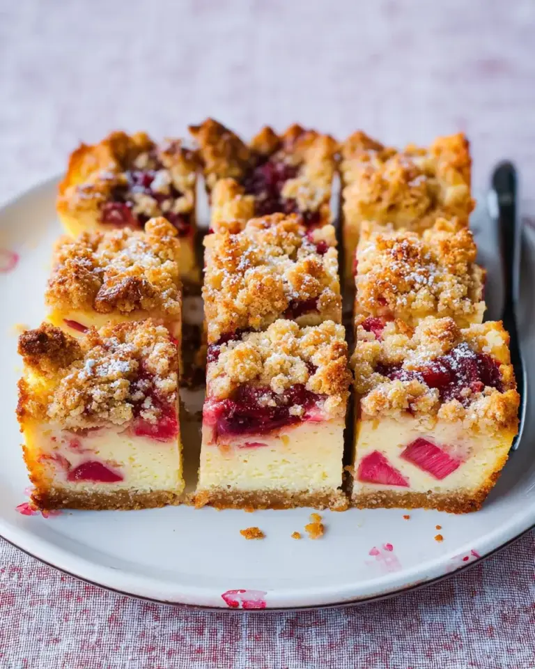 Rhabarber Cheesecake mit Streuseln