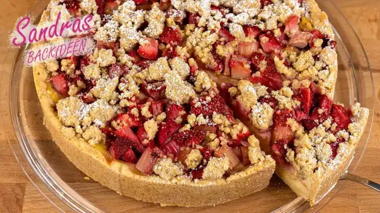 Rhabarber Erdbeer Kuchen mit Puddingcreme – Sandras Backideen