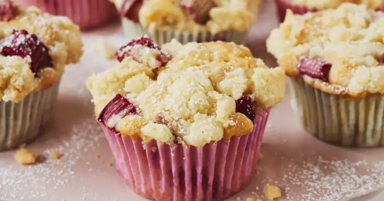 Rhabarber Muffins mit Streuseln