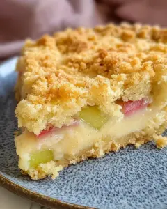Rhabarber Pudding Streuselkuchen